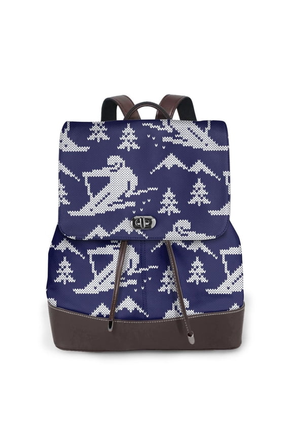 Abstract Skiing Pattern Womens Backpack Purse Leather Backpack Purse for Women Travel Fashion Backpack Designer Ladies Shoulder Bags
