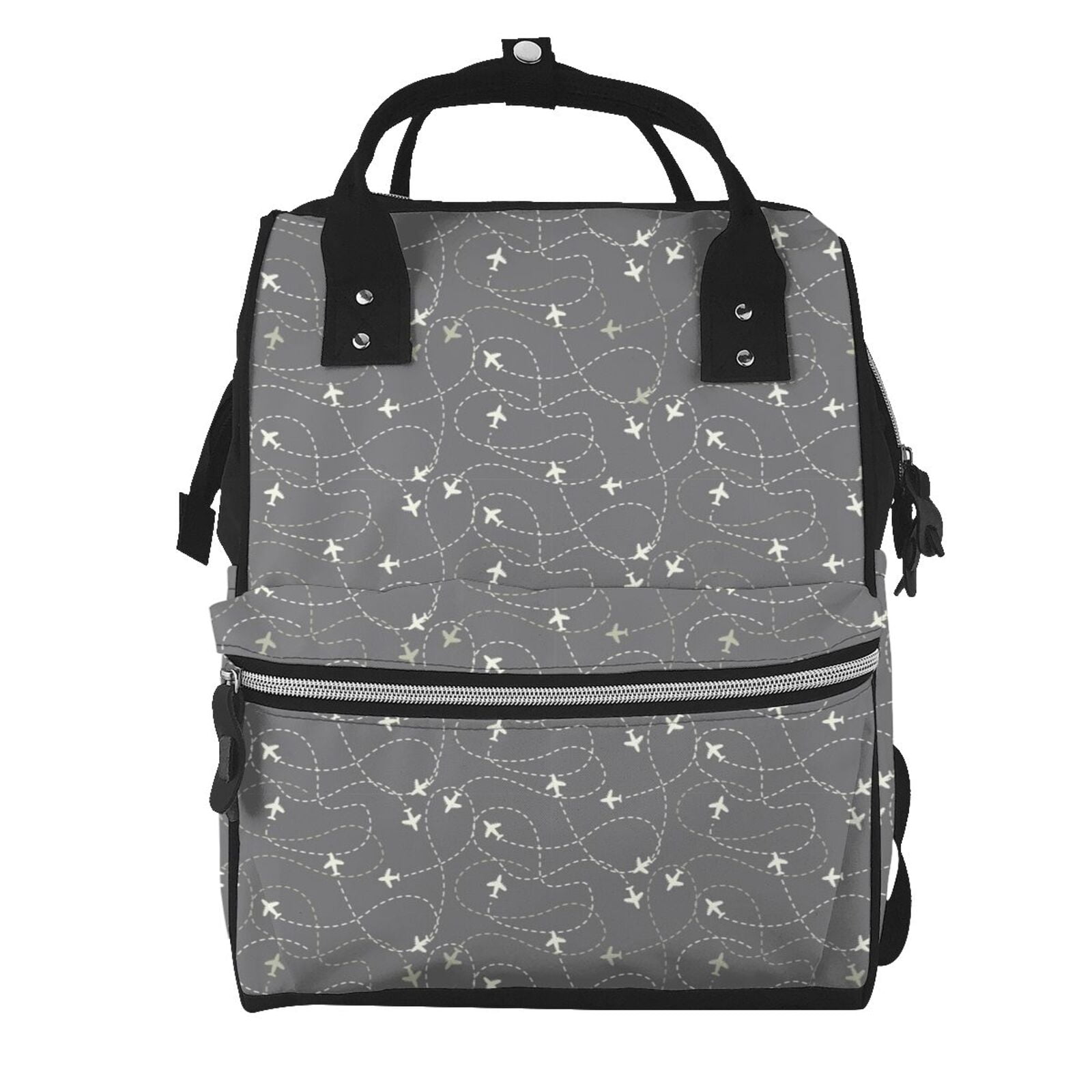 Ratiio Airplane Routes Around The World Mummy Backpack - Waterproof Twill Canvas, Large Capacity Diaper Bag with Multiple Pockets and Adjustable Straps