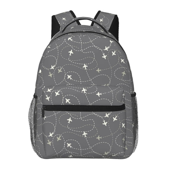 Ratiio Airplane Routes Around The World Print Eco-Friendly Casual Backpack, Water-Resistant Polyester Canvas Daypack with Smooth Zippers, Comfortable & Durable Travel Bag with Laptop Compartment