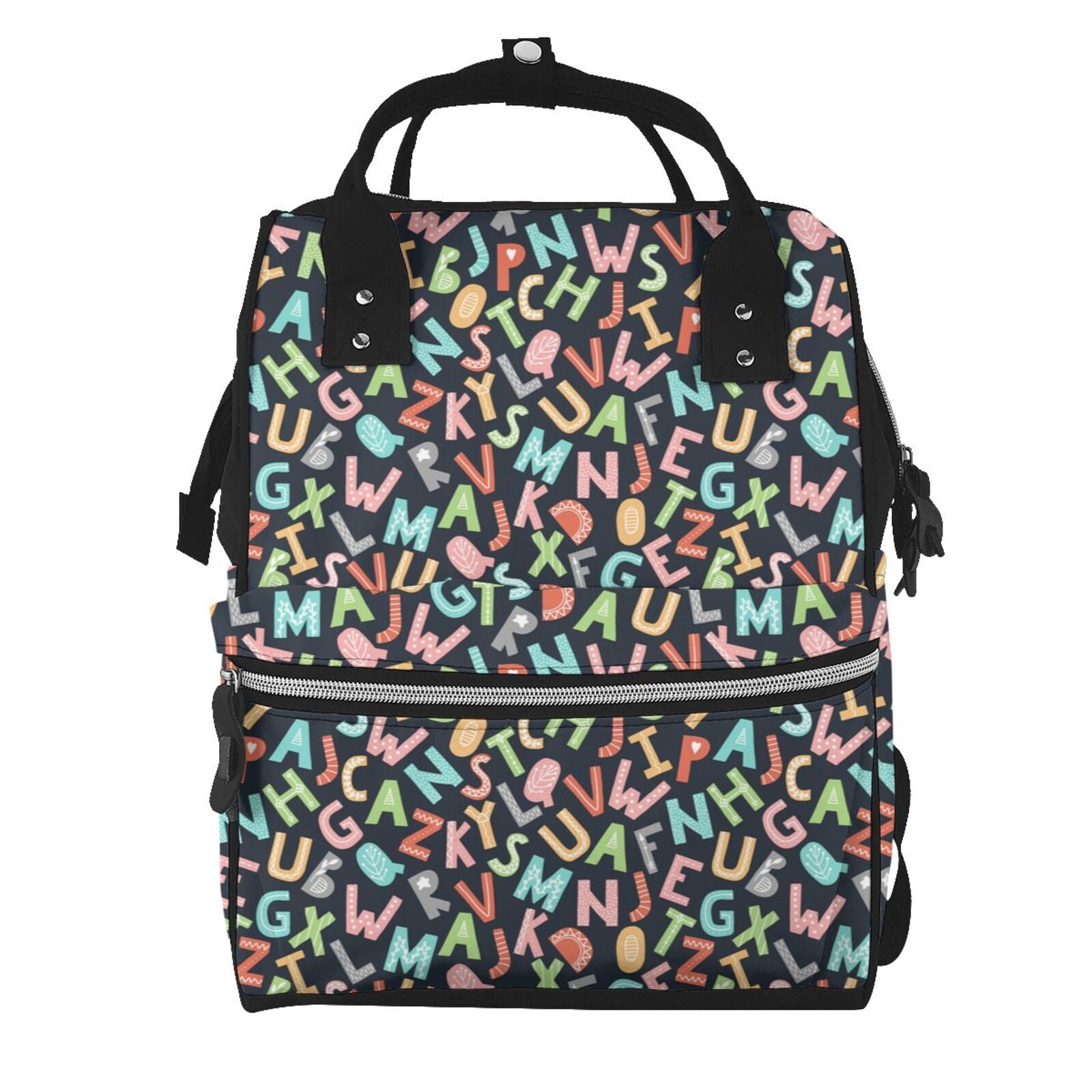 Ratiio Alphabet Mummy Backpack - Waterproof Twill Canvas, Large Capacity Diaper Bag with Multiple Pockets and Adjustable Straps