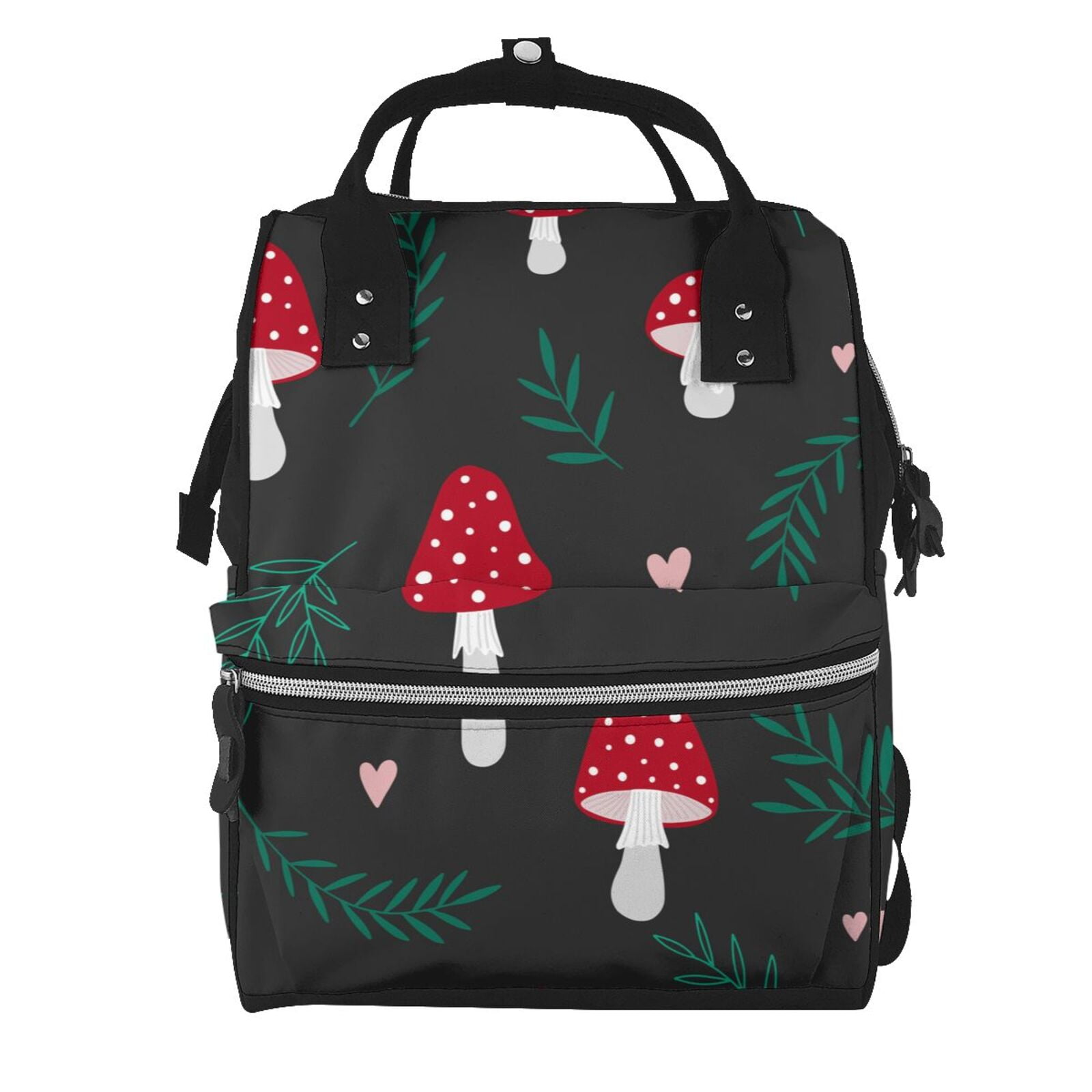 Ratiio Amanita Mushroom Mummy Backpack - Waterproof Twill Canvas, Large Capacity Diaper Bag with Multiple Pockets and Adjustable Straps