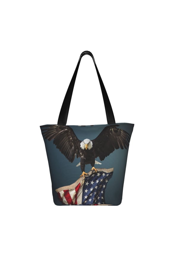 American Flag Print Shoulder Bag for Women, Polyester Crossbody Purse Lightweight Handbag for Daily Travel and Casual Use