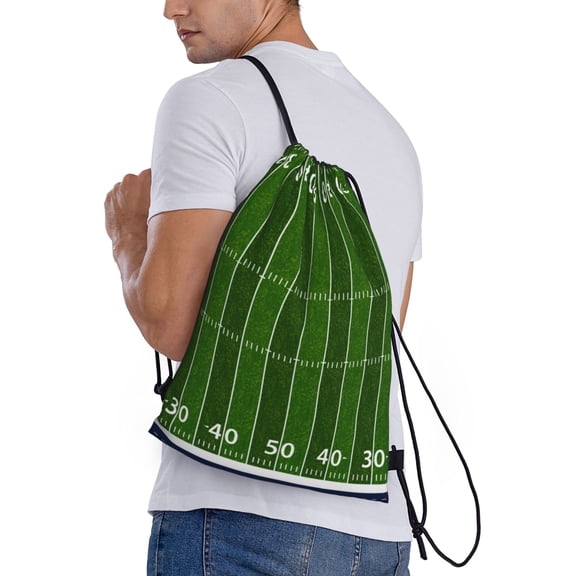 Ratiio American Football Field Print Drawstring Backpack Bag Sport Gym Sackpack Heavy Duty String Backpack for Men Women