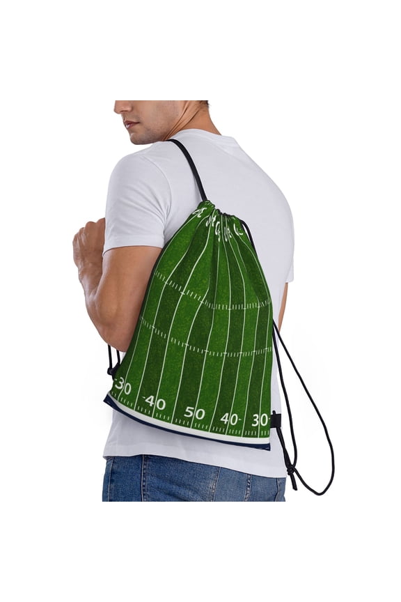 American Football Field Print Drawstring Backpack Bag Sport Gym Sackpack Heavy Duty String Backpack for Men Women