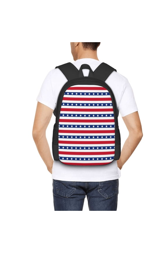 American Patriotic Stars And Stripes Backpack for Men and Women - Durable 600D Oxford Cloth -Large Capacity, Water-Resistant School, Travel, and Hiking Bag