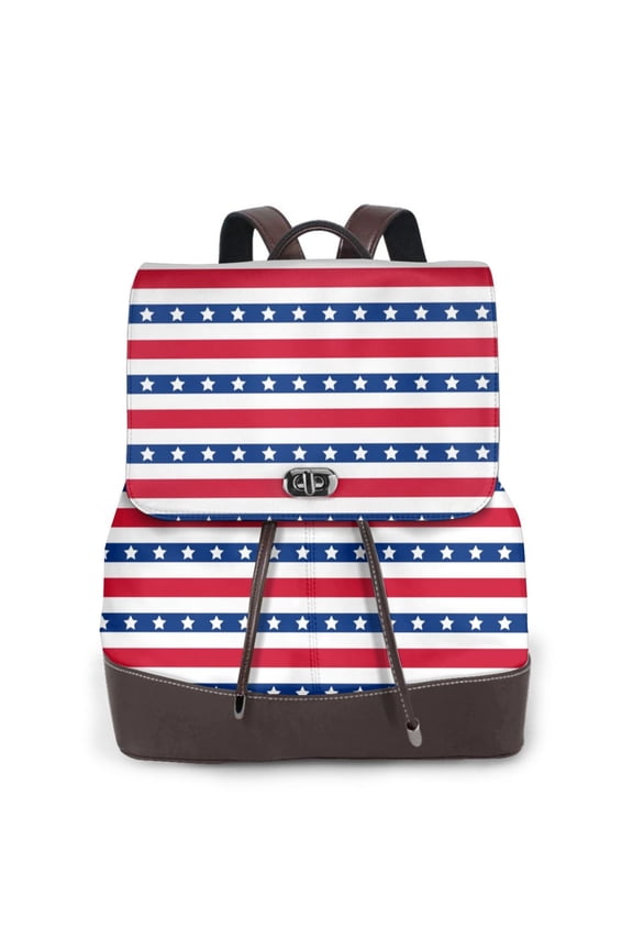 American Patriotic Stars And Stripes Pattern Womens Backpack Purse Leather Backpack Purse for Women Travel Fashion Backpack Designer Ladies Shoulder Bags