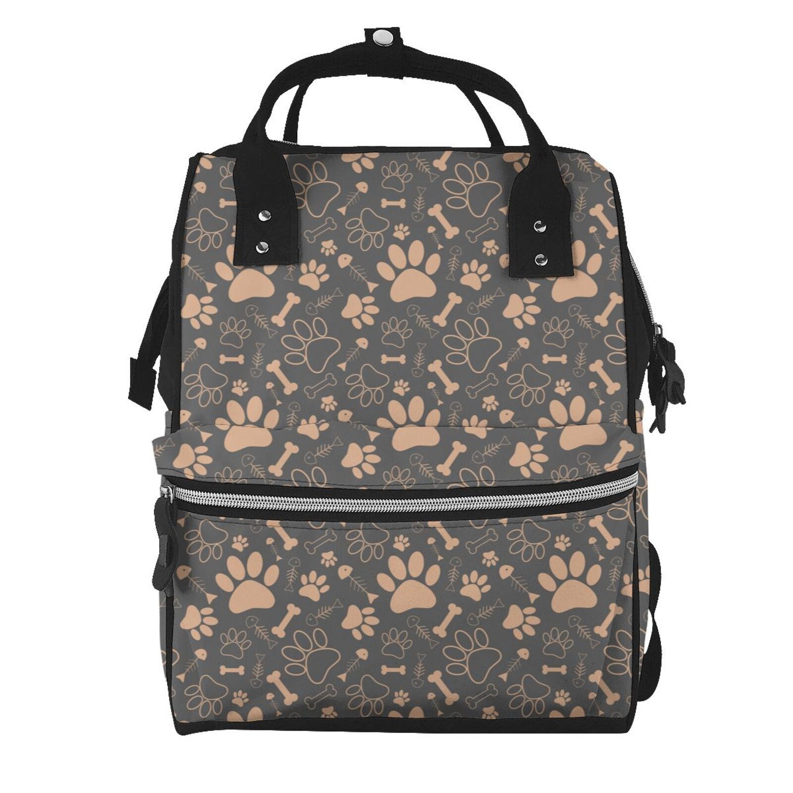 Ratiio Animal Paw Mummy Backpack - Waterproof Twill Canvas, Large Capacity Diaper Bag with Multiple Pockets and Adjustable Straps