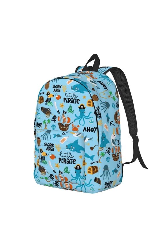 Animal Pirate Print Canvas Backpack for Women & Men Retro Aesthetic Rucksack Basic Backpack for High School/College Students Travel Laptop Bag