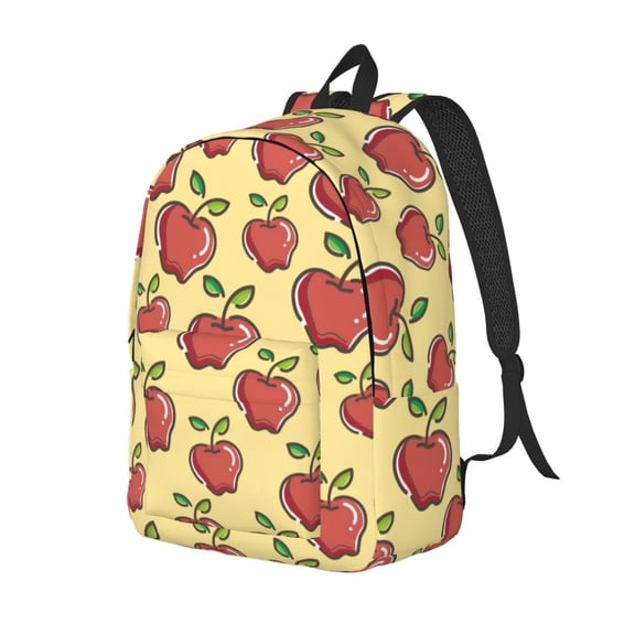Ratiio Apple Print Canvas Backpack for Women & Men Retro Aesthetic Rucksack Basic Backpack for High School/College Students Travel Laptop Bag