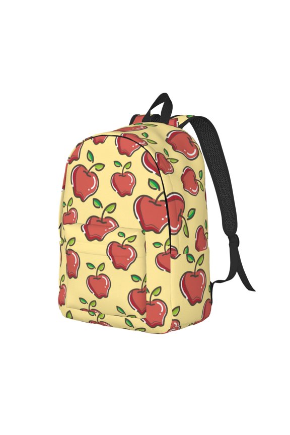 Apple Print Canvas Backpack for Women & Men Retro Aesthetic Rucksack Basic Backpack for High School/College Students Travel Laptop Bag