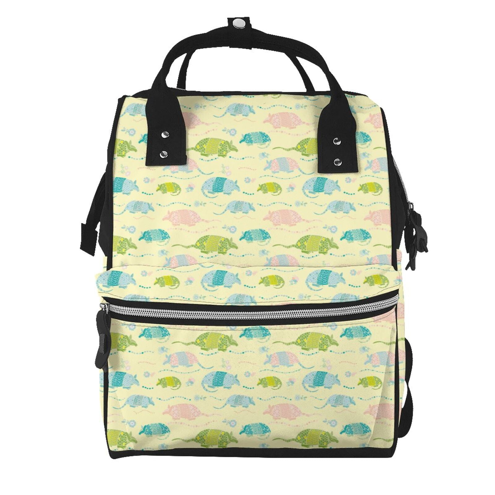 Ratiio Armadillo Floral Mummy Backpack - Waterproof Twill Canvas, Large Capacity Diaper Bag with Multiple Pockets and Adjustable Straps