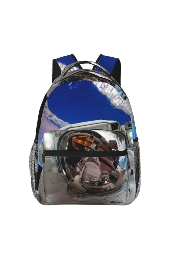 Astronaut in Outer Space Print Eco-Friendly Casual Backpack, Water-Resistant Polyester Canvas Daypack with Smooth Zippers, Comfortable & Durable Travel Bag with Laptop Compartment