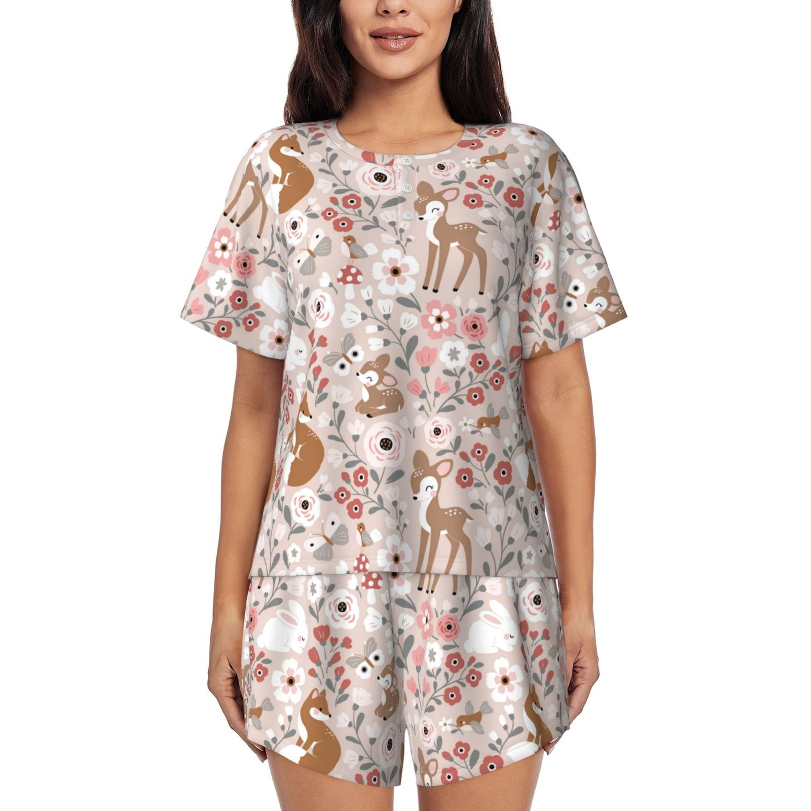 Women Pajama Suit – Trees & Deer Print main image 1