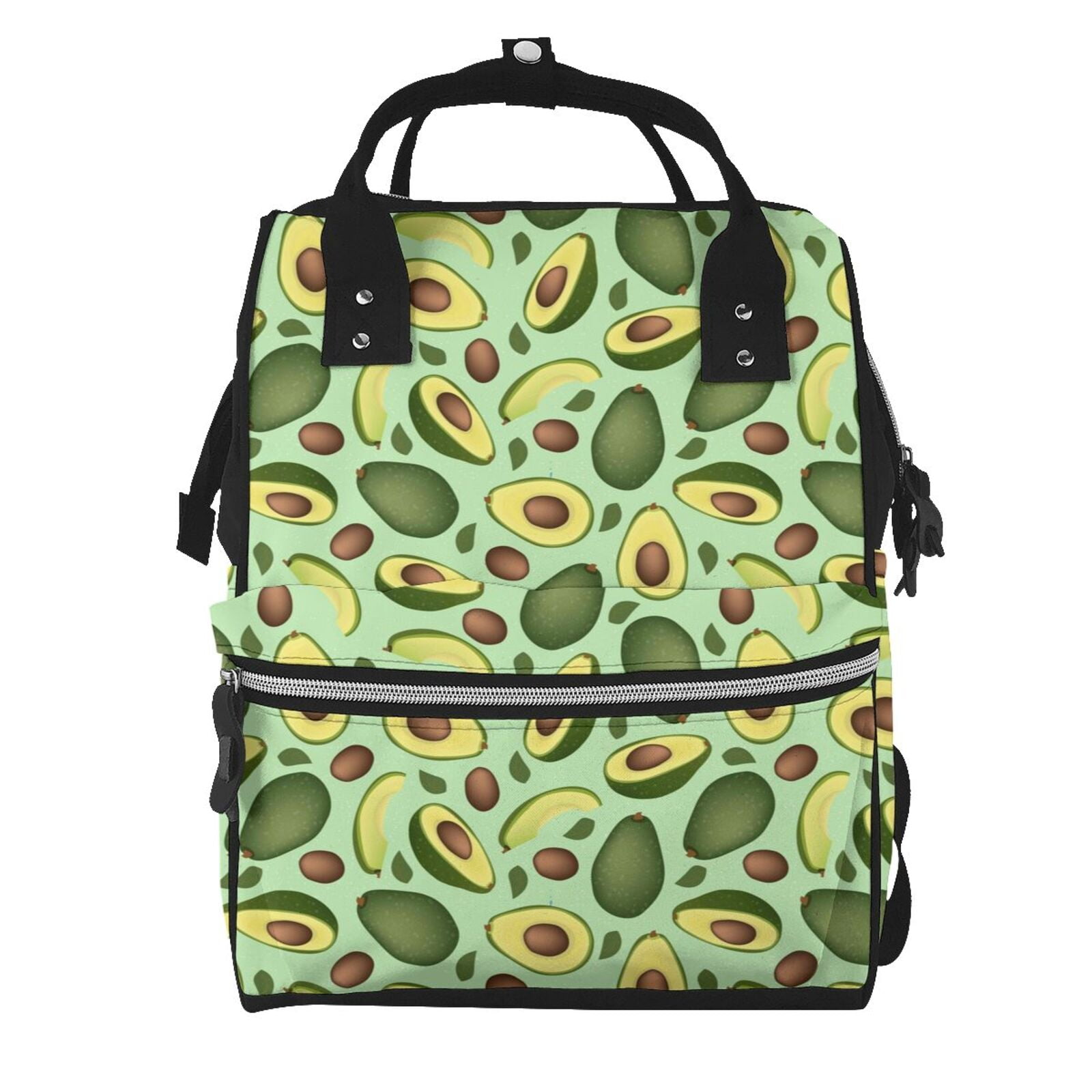 Ratiio Avocado With Seeds Mummy Backpack - Waterproof Twill Canvas, Large Capacity Diaper Bag with Multiple Pockets and Adjustable Straps