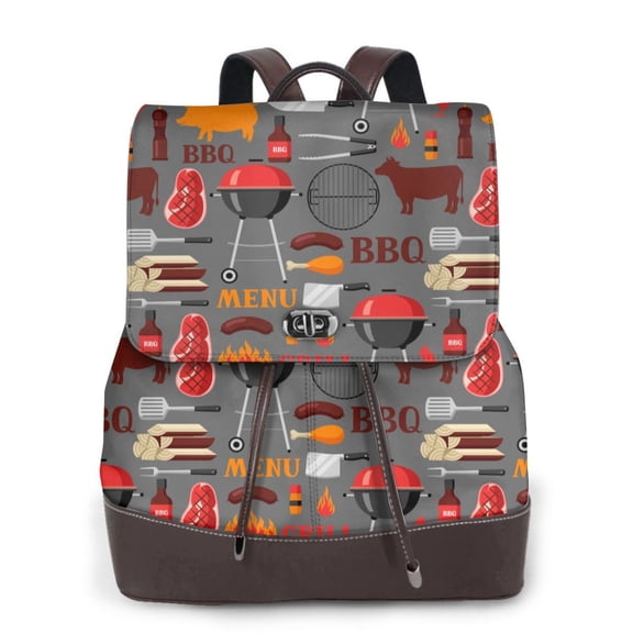Ratiio BBQ Icons Pattern Womens Backpack Purse Leather Backpack Purse for Women Travel Fashion Backpack Designer Ladies Shoulder Bags