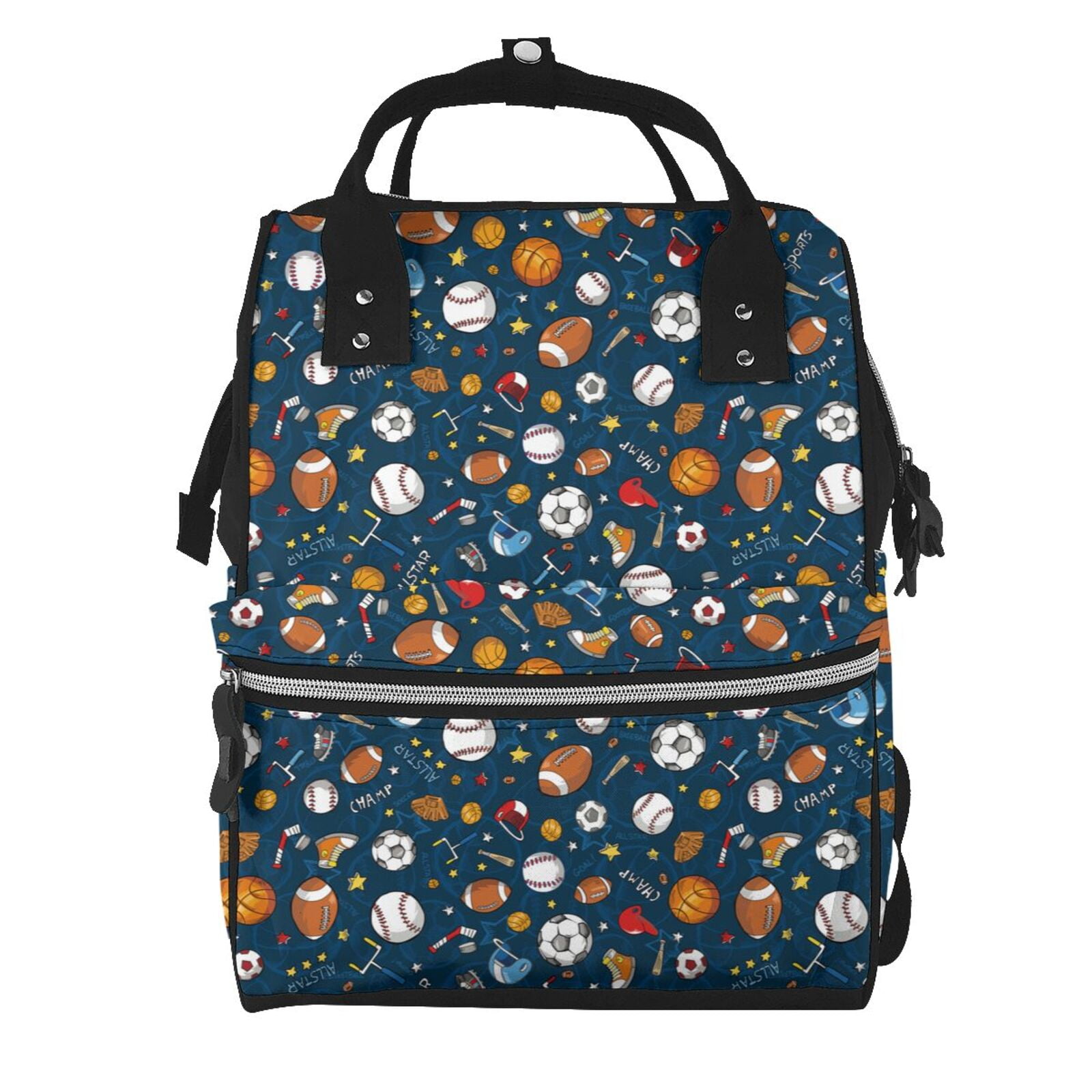 Ratiio Ball Sports Mummy Backpack - Waterproof Twill Canvas, Large Capacity Diaper Bag with Multiple Pockets and Adjustable Straps