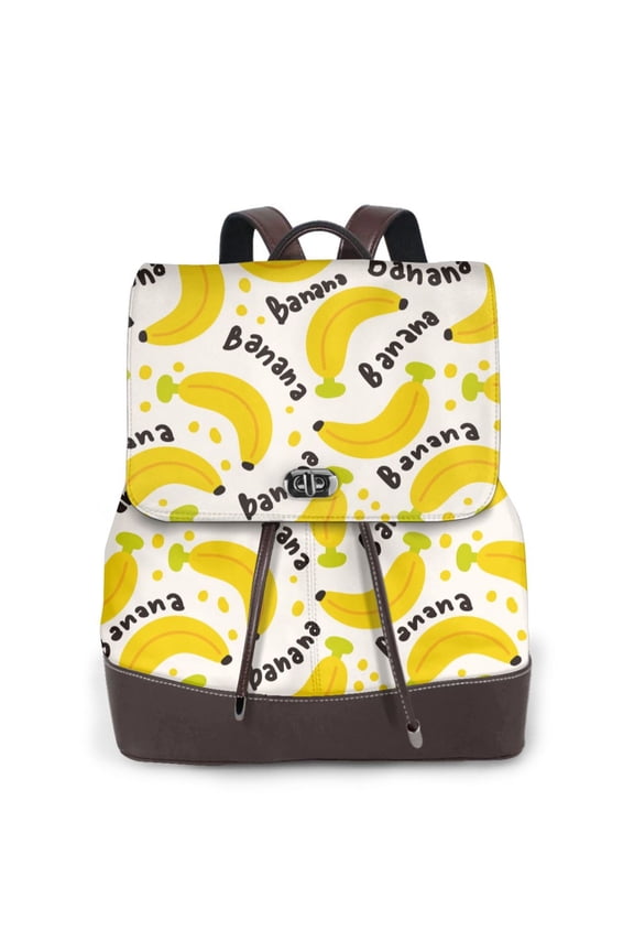 Banana Fruit Pattern Womens Backpack Purse Leather Backpack Purse for Women Travel Fashion Backpack Designer Ladies Shoulder Bags