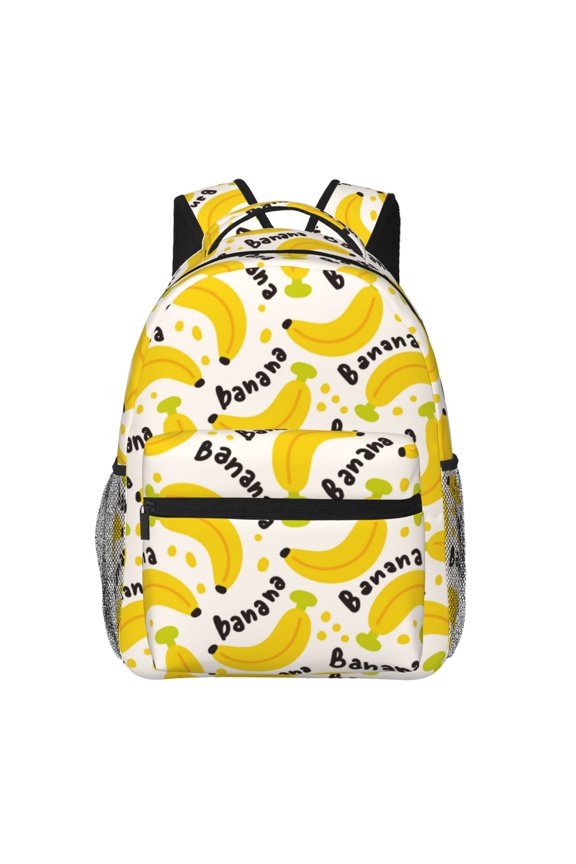 Banana Fruit Print Eco-Friendly Casual Backpack, Water-Resistant Polyester Canvas Daypack with Smooth Zippers, Comfortable & Durable Travel Bag with Laptop Compartment