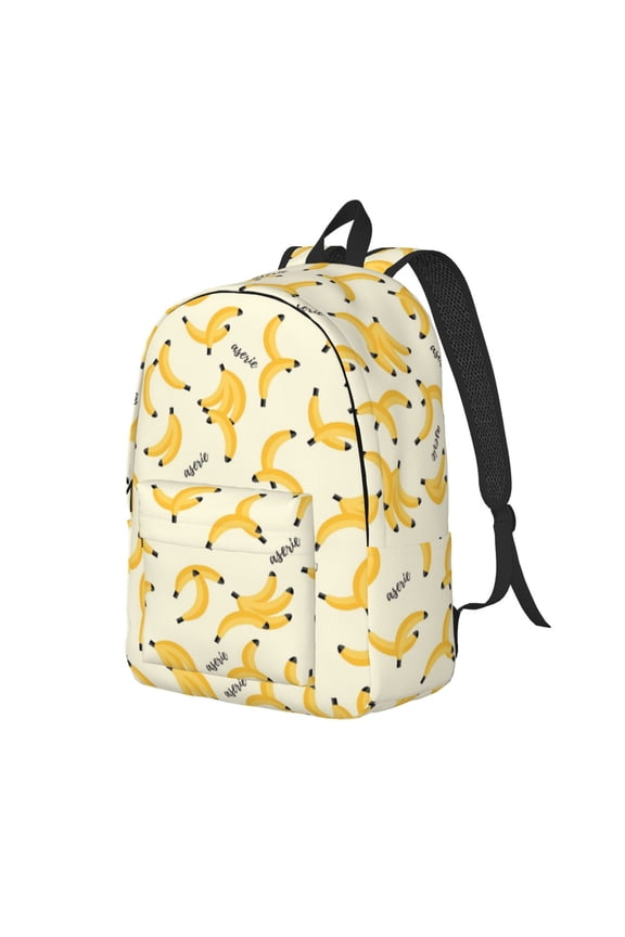 Banana Print Canvas Backpack for Women & Men Retro Aesthetic Rucksack Basic Backpack for High School/College Students Travel Laptop Bag
