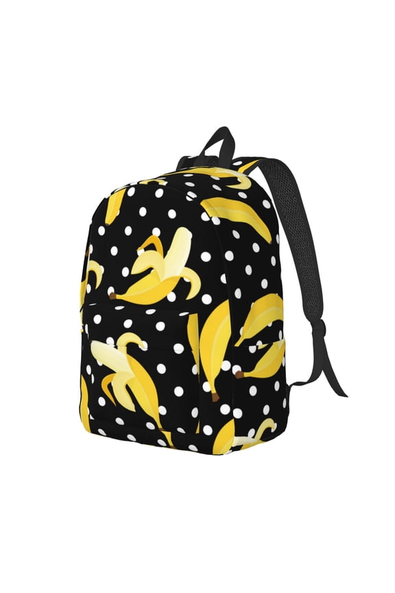 Banana Print Canvas Backpack for Women & Men Retro Aesthetic Rucksack Basic Backpack for High School/College Students Travel Laptop Bag
