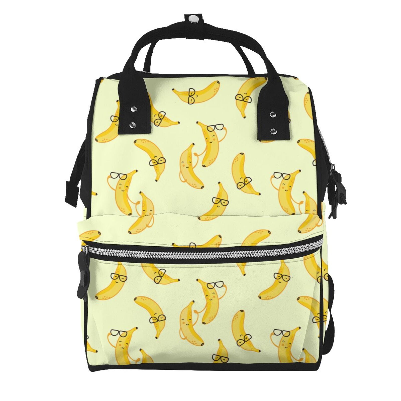Ratiio Bananas Mummy Backpack - Waterproof Twill Canvas, Large Capacity Diaper Bag with Multiple Pockets and Adjustable Straps