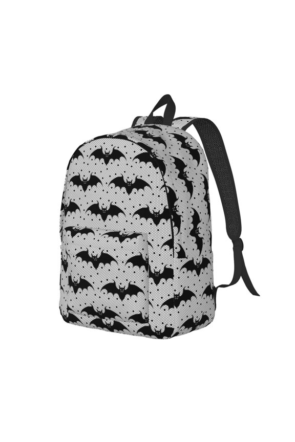 Bat Print Canvas Backpack for Women & Men Retro Aesthetic Rucksack Basic Backpack for High School/College Students Travel Laptop Bag