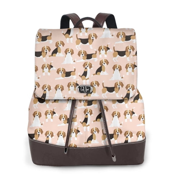 Ratiio Beagle Dog On Brown Pattern Womens Backpack Purse Leather Backpack Purse for Women Travel Fashion Backpack Designer Ladies Shoulder Bags