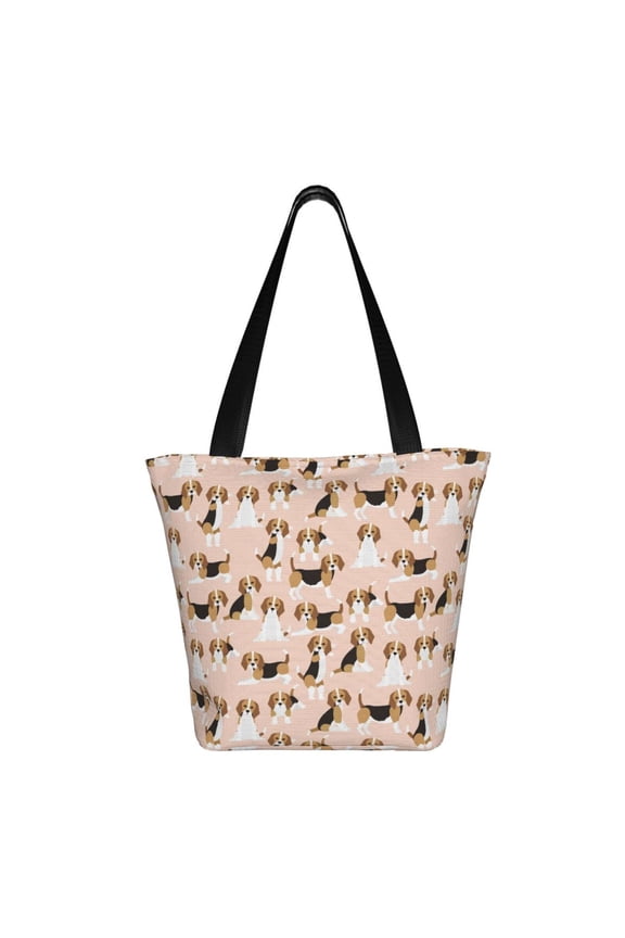 Beagle Dog On Brown Print Shoulder Bag for Women, Polyester Crossbody Purse Lightweight Handbag for Daily Travel and Casual Use