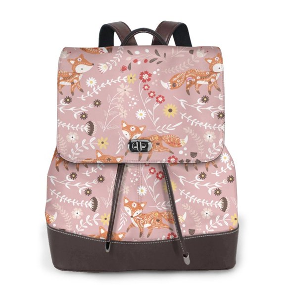 Ratiio Beautiful Fox Pattern Womens Backpack Purse Leather Backpack Purse for Women Travel Fashion Backpack Designer Ladies Shoulder Bags