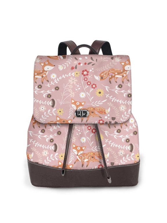 Beautiful Fox Pattern Womens Backpack Purse Leather Backpack Purse for Women Travel Fashion Backpack Designer Ladies Shoulder Bags