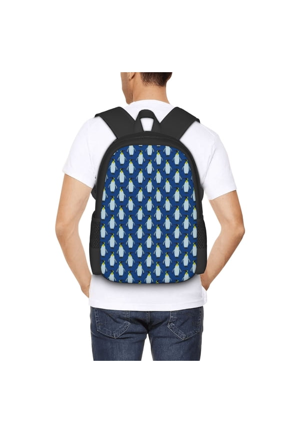 Beautiful King Penguin Pattern Backpack for Men and Women - Durable 600D Oxford Cloth -Large Capacity, Water-Resistant School, Travel, and Hiking Bag
