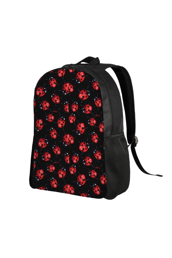 Beautiful Red Ladybug Print Backpack with Padded 15-inch Laptop Sleeve- Spacious and Durable Daypack for Work and Travel