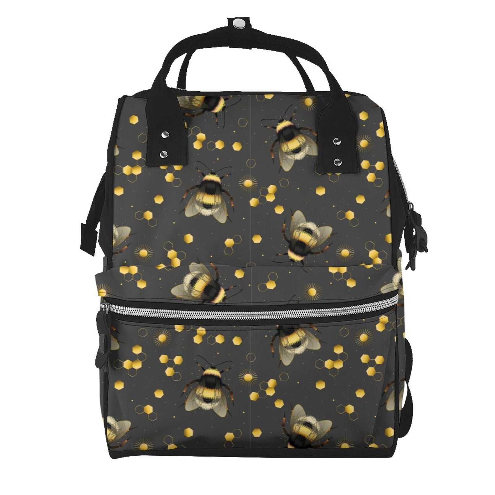 Ratiio Bee Mummy Backpack - Waterproof Twill Canvas, Large Capacity Diaper Bag with Multiple Pockets and Adjustable Straps