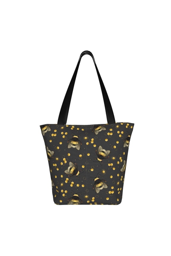 Bee Print Shoulder Bag for Women, Polyester Crossbody Purse Lightweight Handbag for Daily Travel and Casual Use