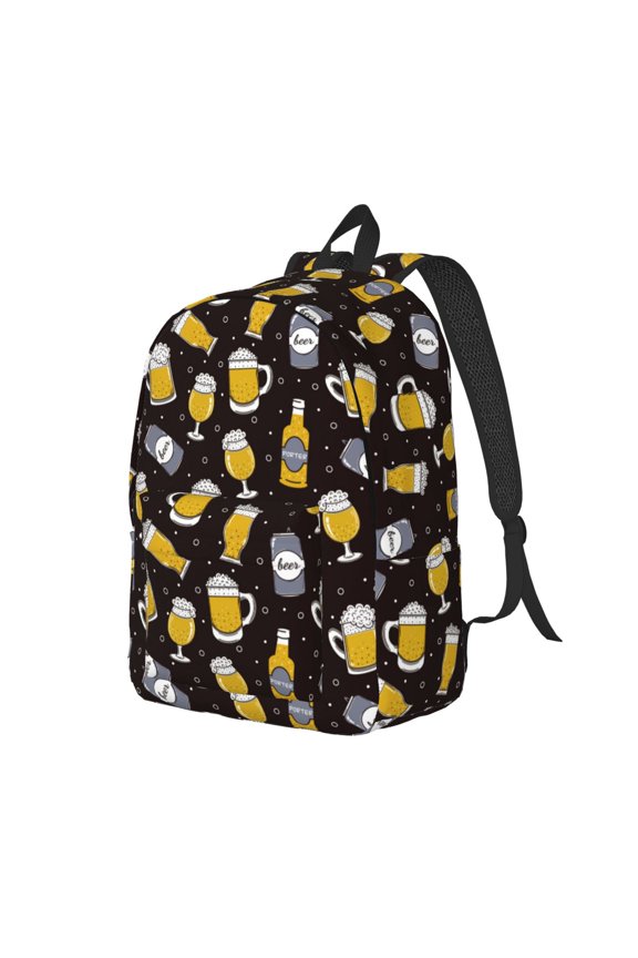 Beer In A Bottle Print Canvas Backpack for Women & Men Retro Aesthetic Rucksack Basic Backpack for High School/College Students Travel Laptop Bag