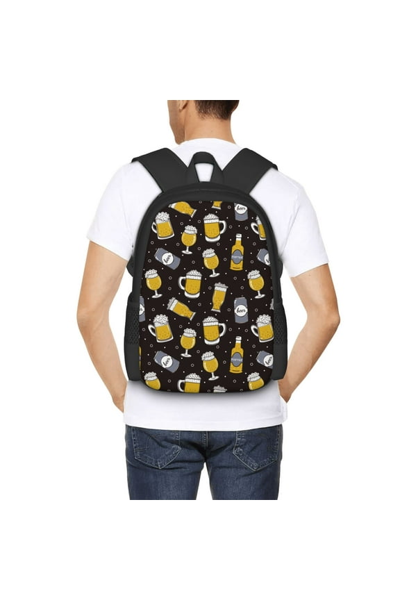 Beer In A Bottle Backpack for Men and Women - Durable 600D Oxford Cloth -Large Capacity, Water-Resistant School, Travel, and Hiking Bag