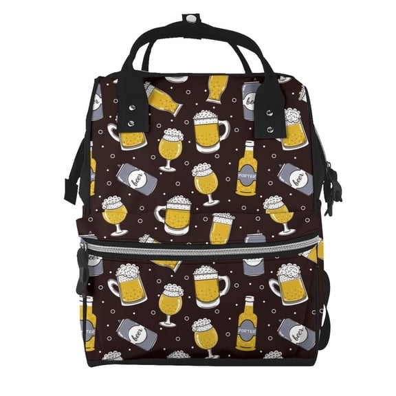 Ratiio Beer In A Bottle Mummy Backpack - Waterproof Twill Canvas, Large Capacity Diaper Bag with Multiple Pockets and Adjustable Straps
