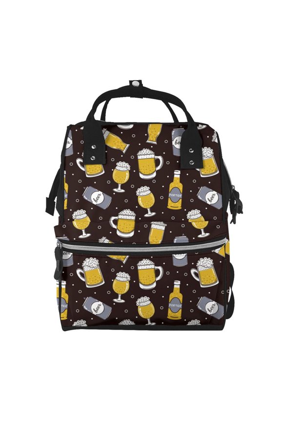 Beer In A Bottle Mummy Backpack - Waterproof Twill Canvas, Large Capacity Diaper Bag with Multiple Pockets and Adjustable Straps