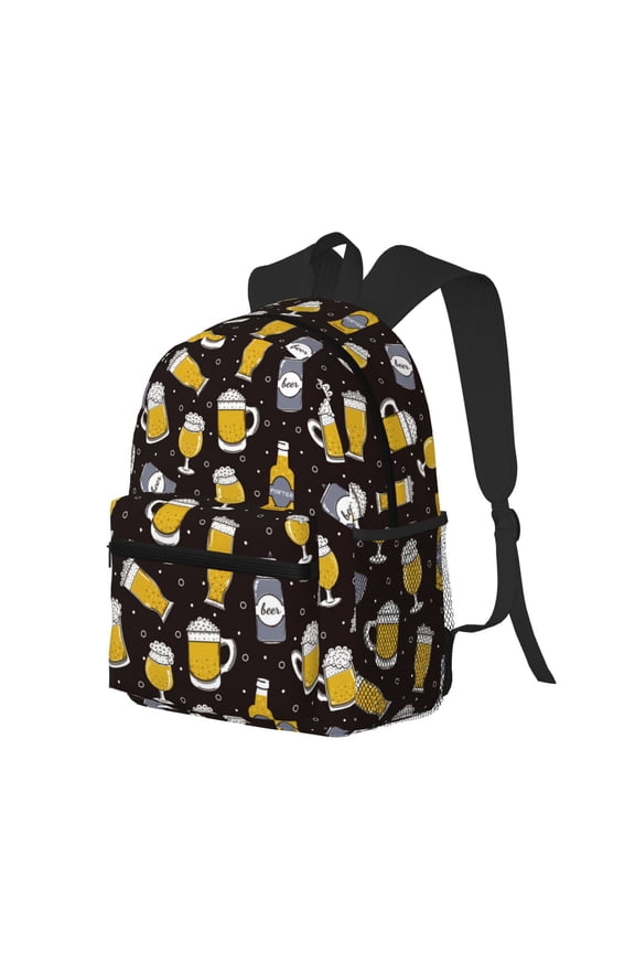 Beer In A Bottle Print Casual Backpack for Men and Women, Water Resistant Oxford Fabric School Bag Lightweight Travel Daypack