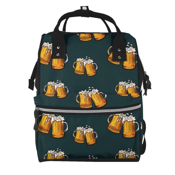 Ratiio Beer Mummy Backpack - Waterproof Twill Canvas, Large Capacity Diaper Bag with Multiple Pockets and Adjustable Straps