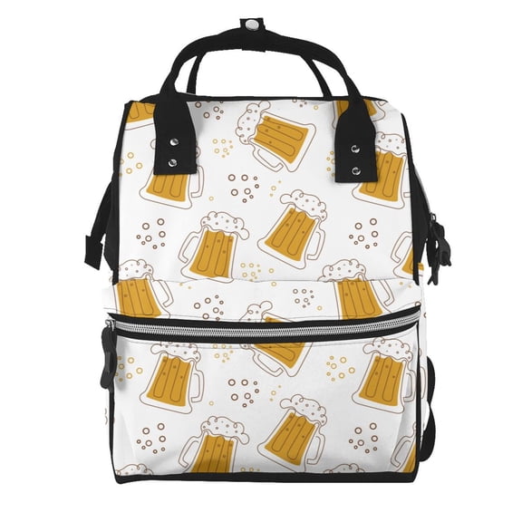 Ratiio Beer Mummy Backpack - Waterproof Twill Canvas, Large Capacity Diaper Bag with Multiple Pockets and Adjustable Straps