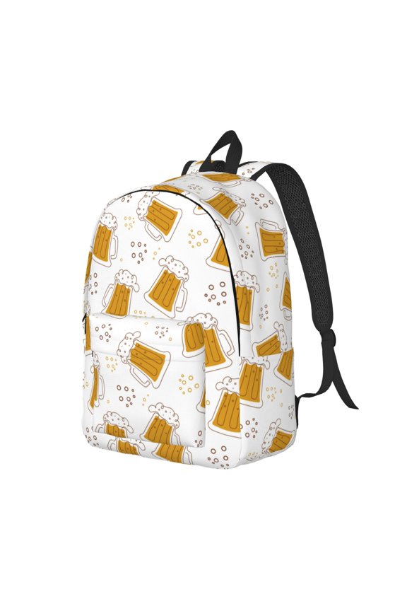 Beer Print Canvas Backpack for Women & Men Retro Aesthetic Rucksack Basic Backpack for High School/College Students Travel Laptop Bag