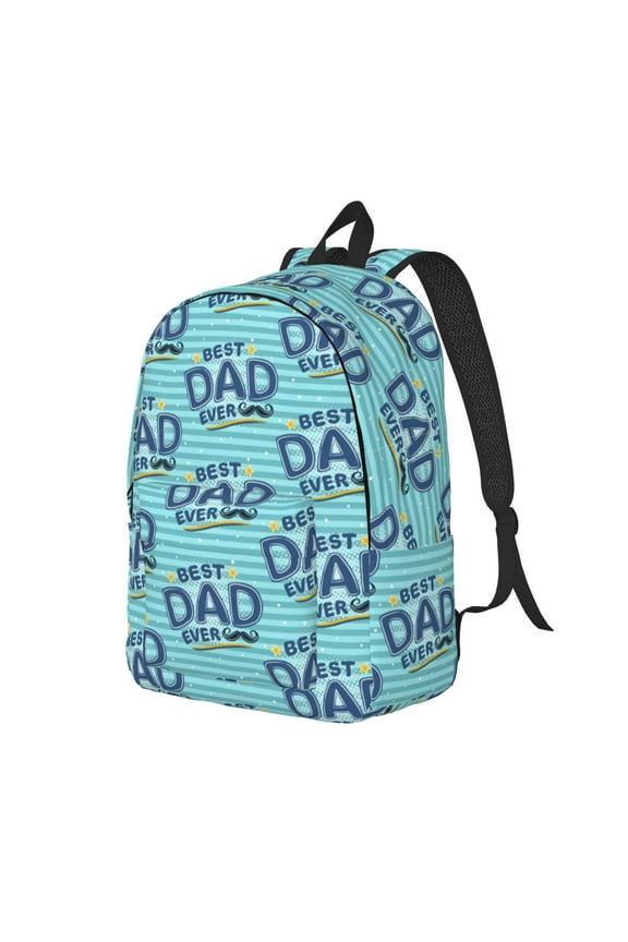 Best Dad Ever Print Canvas Backpack for Women & Men Retro Aesthetic Rucksack Basic Backpack for High School/College Students Travel Laptop Bag