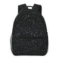 thumbnail image 1 of Ratiio Black Glitter Print Eco-Friendly Casual Backpack, Water-Resistant Polyester Canvas Daypack with Smooth Zippers, Comfortable & Durable Travel Bag with Laptop Compartment, 1 of 6