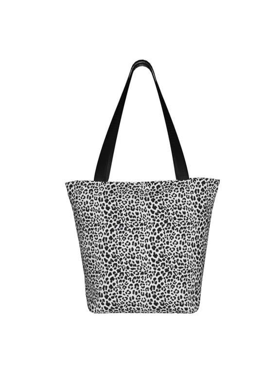 Black Leopard Print Shoulder Bag for Women, Polyester Crossbody Purse Lightweight Handbag for Daily Travel and Casual Use