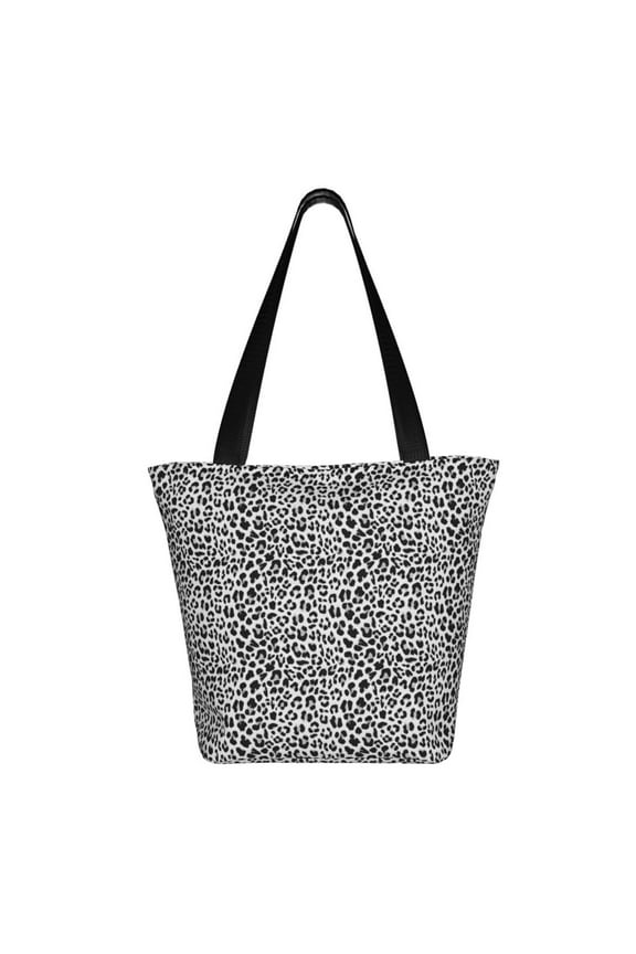 Black Leopard Print Shoulder Bag for Women, Polyester Crossbody Purse Lightweight Handbag for Daily Travel and Casual Use
