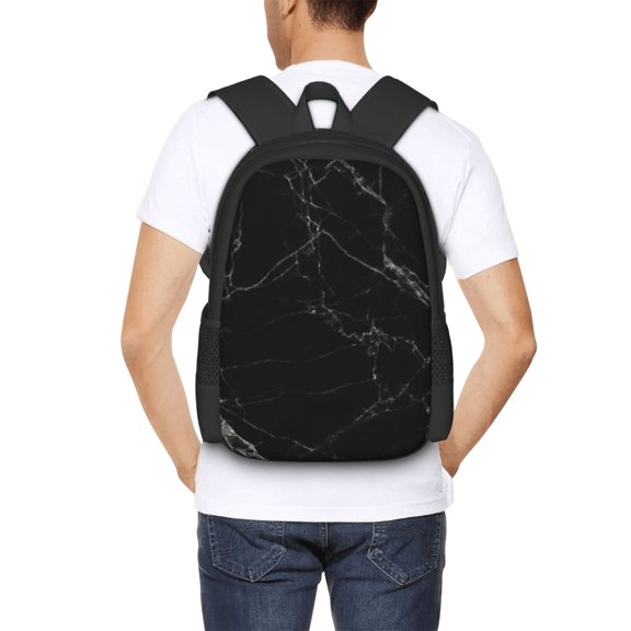 Ratiio Black Marble Texture Abstract Backpack for Men and Women - Durable 600D Oxford Cloth -Large Capacity, Water-Resistant School, Travel, and Hiking Bag