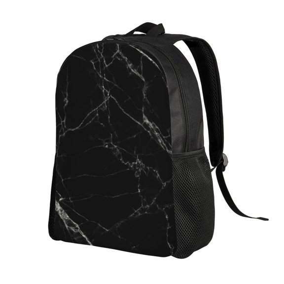 Ratiio Black Marble Texture Abstract Print Backpack with Padded 15-inch Laptop Sleeve- Spacious and Durable Daypack for Work and Travel