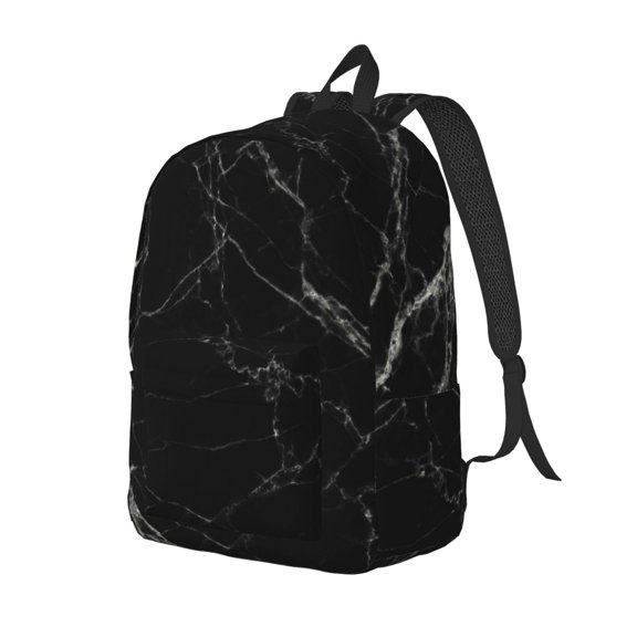 Ratiio Black Marble Texture Abstract Print Canvas Backpack for Women & Men Retro Aesthetic Rucksack Basic Backpack for High School/College Students Travel Laptop Bag