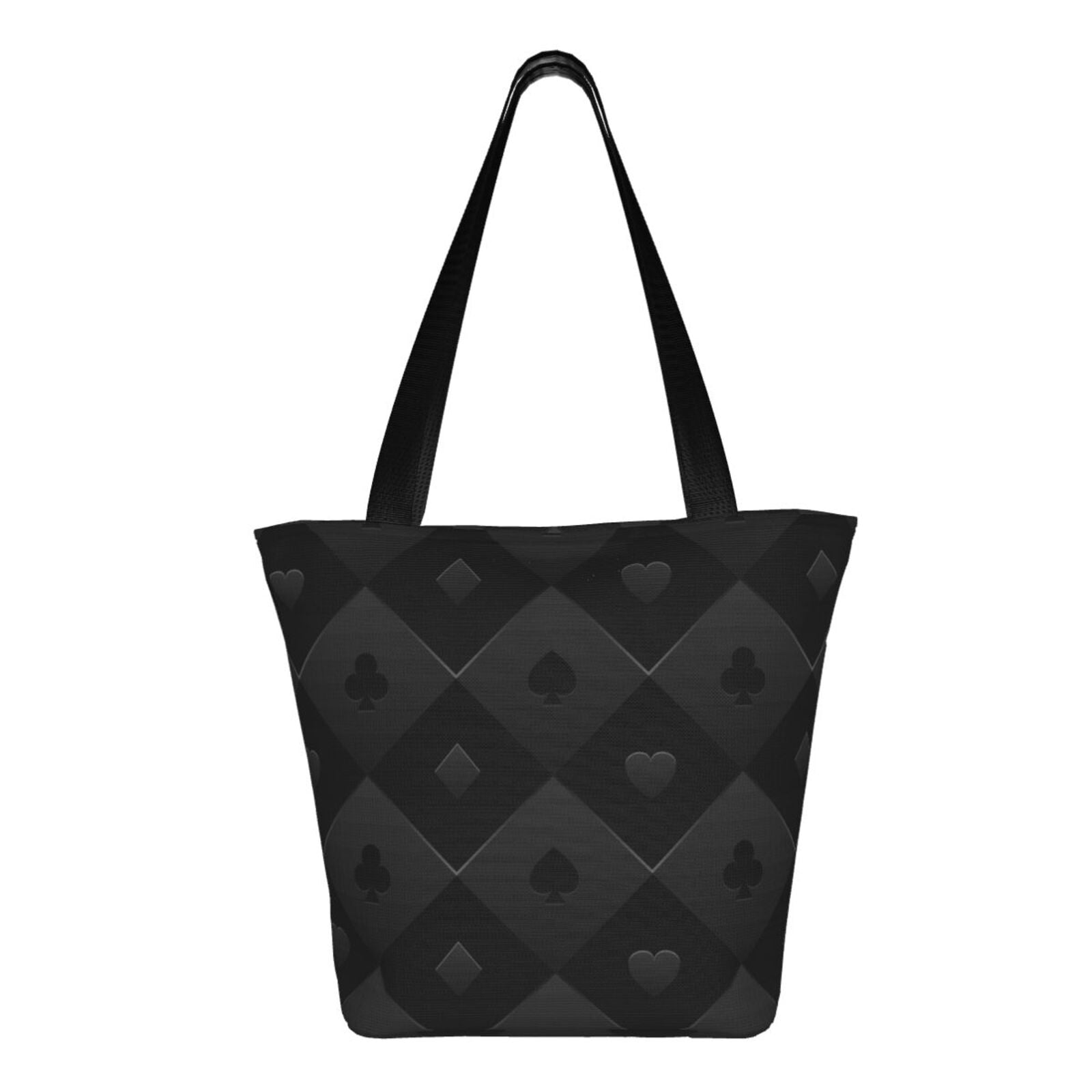 Ratiio Black Poker Print Shoulder Bag for Women, Polyester Crossbody Purse Lightweight Handbag for Daily Travel and Casual Use